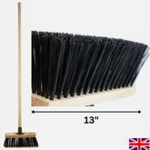 13" Newman and Cole Stiff PVC Flat Broom Head with Plastic Socket and Wooden Handle